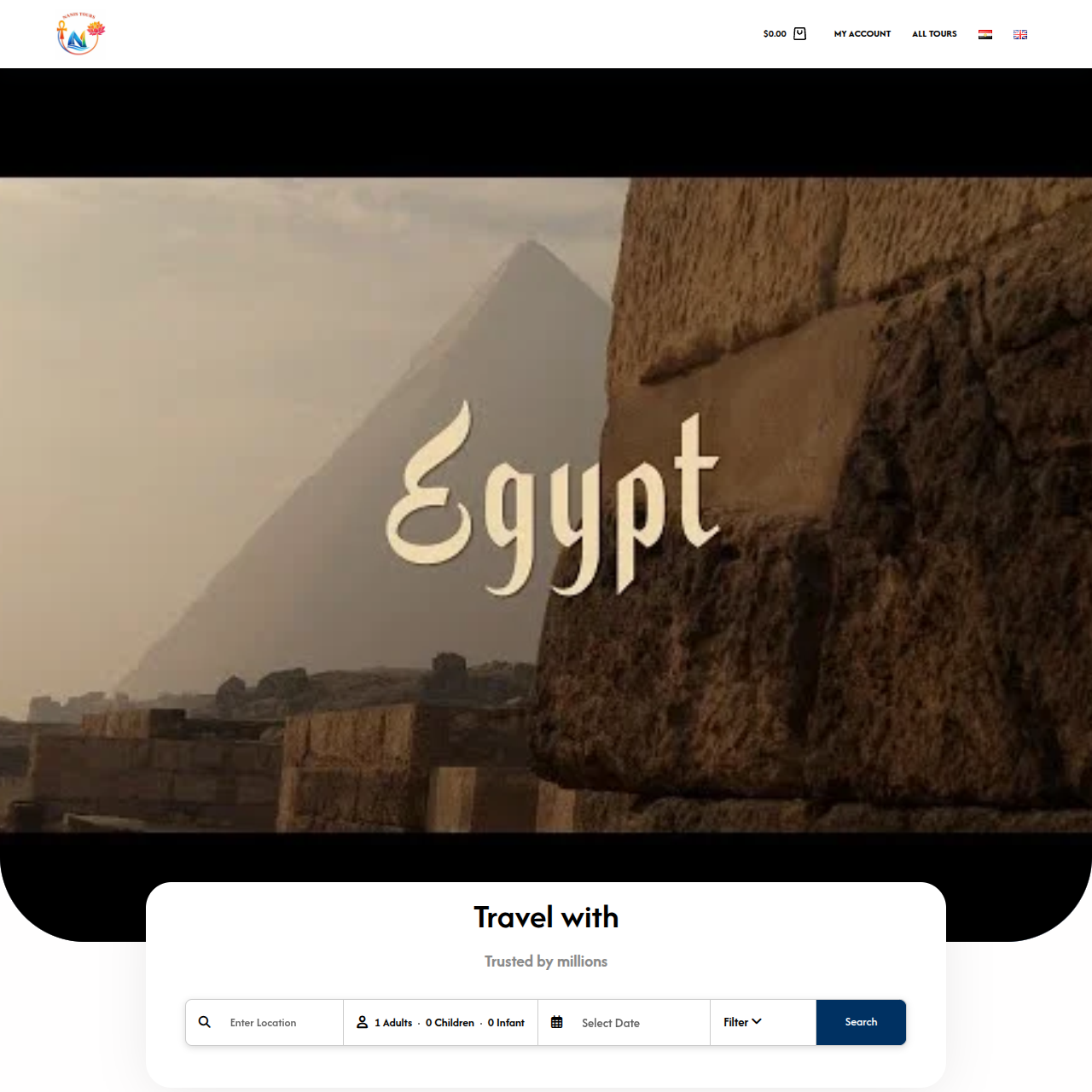 Nanis Tours homepage desktop screenshot